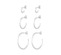 Elli, Ohrringe Creolen Stecker Set Trio Basic 925 Silber in silber, Schmuck für Damen Gr. OneSize