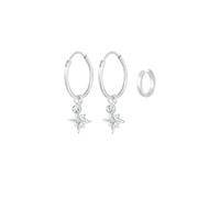 Elli Creolen Stern Astro Earcuff 2er Set mit n 925 Silber, Kristallen von Swarovski® OneSize Damen