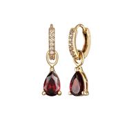 Elli - Creolen Tropfen Zirkonia Rot 925 Sterling Silber vergoldet 1 ct Damen