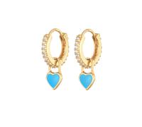 Elli Creolen Zirkonia Herzen Emaille 925 Silber Blau Damen