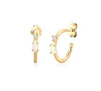 Elli Damen Echtschmuck Ohrringe Ohrstecker Creole Marquise mit Opal Stein mit Zirkonia Stein in 925 Sterling Silber