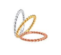 Elli Damen Echtschmuck Ring Tricolor Set Gedreht Twisted in 925 Sterling Silber vergoldet