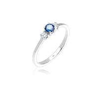 Elli Damen Echtschmuck Ring Verlobungsring mit Zirkonia Kristallen Saphirblau in 925 Sterling Silber