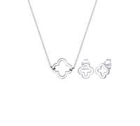 Elli Damen Echtschmuck Schmuckset Halskette Kette Ohrringe Stecker Kleeblatt Glücksbringer in 925 Sterling Silber 40 cm Länge