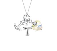 Elli Damen Halskette Anker Herz Kreuz Anhänger Filigrian mit Kristallen