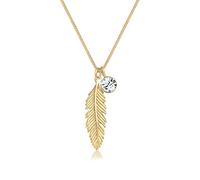 Elli Halskette Feder Boho Kristall 925 Sterling Silber, gold Gold