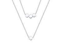 Elli Damen Halskette mit Kreis Anhänger Plättchen Layer Geo 2-Lagig in 925 Sterling Silber