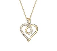 Elli Damen-Kette mit Anhänger Herz Liebe 925 Sterling-Silber teilvergoldet Zirkonia weiß Facettenschliff 45 cm