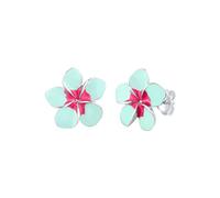 Elli Paar Ohrstecker »Frangipani Blüte Natur Blume Emaille 925 Silber«, mehrfarbig