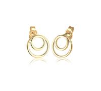 Elli Damen-Ohrringe Ohrstecker Kreis Ringe Basic Geo Minimal Layer Trend Filigran vergoldet silber 925