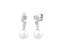 Elli Paar Ohrhänger »Perlen Kristalle Elegant 925 Silber«, weiß
