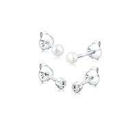 Elli Ohrringe Damen Set Basic Perle mit Kristalle in 925 Sterling Silber