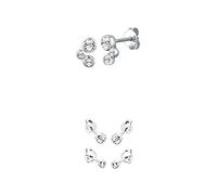 Elli Damen Ohrstecker 925 Sterling Silber Swarovski Kristalle Silber + Elli Damen Ohrstecker Set 925 Sterling Silber Swarovski Kristalle Silber