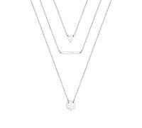 Elli Damen Schmuck Halskette Layer Kette Geo Kreis Layer gehämmert Trend Blogger Silber 925 Länge 40 cm