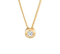 Elli Premium Kette mit Anhänger »Diamant 0.11ct. Solitär Klassik Glanz 925 Silber«, Edelsteinkette, Gold