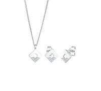 Elli|ElliDiamonds Schmuckset Diamanten (0.045 Ct) Geo Design 925 Silber, silber Silber