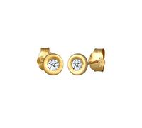 Elli DIAMONDS Earrings Women Earstuds Classic Solitaire with Diamond (0.12 ct.) in 585 Yellow Gold