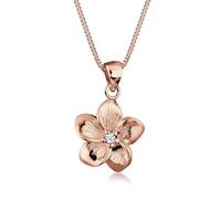 Elli DIAMONDS Halskette Damen Frangipani Blüte Diamant (0.03 ct ) in 925 Sterling Silber Rosé vergoldet