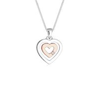 Elli DIAMONDS Halskette Damen Herz Anhänger Bi-Colour Verspielt mit Diamant (0.02 ct.) in 925 Sterling Silber