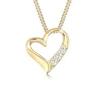 Elli DIAMONDS Halskette Damen Herz Anhänger mit Diamant (0.045 ct.) in 925 Sterling Silber vergoldet