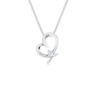 Elli DIAMONDS Halskette Damen Herz Anhänger Verbundenheit schlicht mit Diamant (0.03 ct.) in 925 Sterling Silber