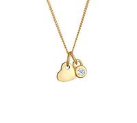 Elli DIAMONDS Halskette Damen Herz Solitär mit Diamant (0.03 ct) in 585 Gelbgold