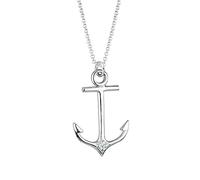 Elli Diamonds Halskette Damen Kette Anker Diamant 0,006 ct. 925 Silber | Schmuck Geschenke für Frauen Mädchen Mama Freundin, Silberkette, Länge 45cm