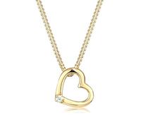 Diamore Collierkettchen »Herz Liebe Diamant (0.015 ct) 925 Silber«, goldfarben