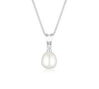 Elli DIAMONDS Halskette Damen Süßwasserzuchtperle Anhänger Diamanten (0,03ct) in 925 Sterling Silber