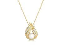 Elli DIAMONDS Halskette Damen Süsswasserzuchtperle mit Diamant (0.13 ct.) in 585 Gelbgold