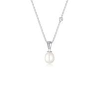 Elli DIAMONDS Halskette Damen Tropfen Anhänger elegant mit Süßwasserperlen und Diamant (0.03 ct.) in 925 Sterling Silber
