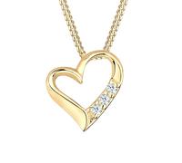 Elli DIAMONDS Halskette Damen Herz Anhänger mit Diamant (0.045 ct.) in 925 Sterling Silber vergoldet