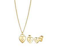 Elli Halsketten - Schmuckset Herz Liebe Solitär Diamant (0.015 ct.) - Gr. unisize - in Gold - für Damen