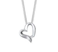 Elli DIAMONDS Halskette Damen Herz Anhänger Geschwungen mit Diamant (0.015 ct.) in 925 Sterling Silber
