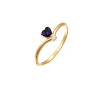Elli DIAMONDS Herz Saphir Lab Grown Diamond Weiß (0.008 ct) 925 Sterling Silber vergoldet 56 Damen