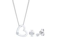 Elli DIAMONDS - Kette Herz Diamant (0.075 ct.) Stecker 925 Silber Schmuck-Set Damen
