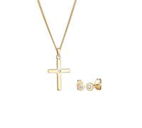 Elli DIAMONDS Kette Stecker Kreuz Diamant (0.075 ct)585 Gelbgold golfarben Damen