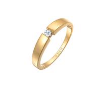 Elli Ringe - Ring Klassisch Bandring Diamant 0.06 ct. 925 Silbe - Gr. 52 MM - in Gold - für Damen