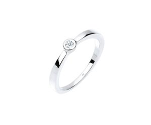 Elli DIAMONDS Klassischer Solitär Diamant 0.03 ct. 925 Silber 52 Damen