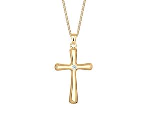 Elli DIAMONDS Kreuz Diamant Konfirmation Kommunion 925 Silber goldfarben Damen