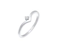 Elli Ring Damen Stapel V-Form mit Diamant (0.035 ct.) in 925 Sterling Silber