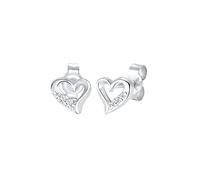 Elli DIAMONDS Ohrringe Damen Herz Ohrstecker Liebe mit Diamant (0.03 ct) in 925 Sterling Silber