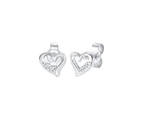 Elli DIAMONDS Ohrringe Damen Herz Ohrstecker Liebe mit Diamant (0.03 ct) in 925 Sterling Silber