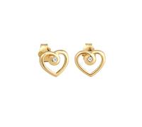 Elli DIAMONDS Ohrringe Damen Ohrstecker Herz Liebe mit Diamant (0.03 ct.) in 585 Gelbgold