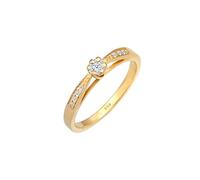 Elli DIAMONDS Ring Damen Blume Motiv Edel mit Diamant (0.16 ct.) Blume in 585 Gelbgold