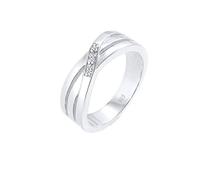 Elli DIAMONDS Ring Damen Cross Over Verlobung mit Diamant (0.015 ct.) in 925 Sterling Silber
