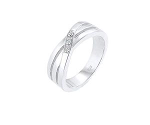 Elli DIAMONDS Ring Damen Cross Over Verlobung mit Diamant (0.015 ct.) in 925 Sterling Silber