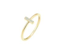Elli DIAMONDS Ring Damen Kreuz Motiv Schlicht mit Diamant (0.05 ct.) aus 375 Gelbgold