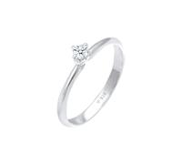 Elli Ringe - Ring Ring Solitär Diamant (0.11 ct.) Klassik 925 S - Gr. 56 MM - in Silber - für Damen