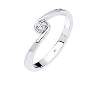 Elli DIAMONDS Ring Damen Solitär Verlobung mit Diamant (0.03 ct.) in 925 Sterling Silber